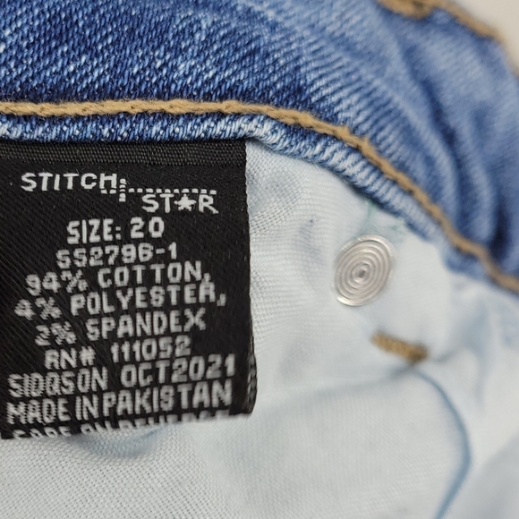 Stitch Star Womens Distressed Faded Light Wash Button Fly Jeans Size 20 - Picture 8 of 12
